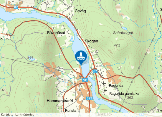 Hammarstrands badplats Indalsälven på kartan