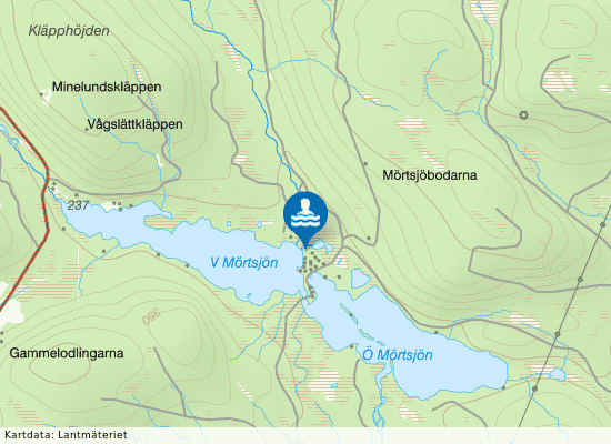 Mörtsjön, Stugun på kartan