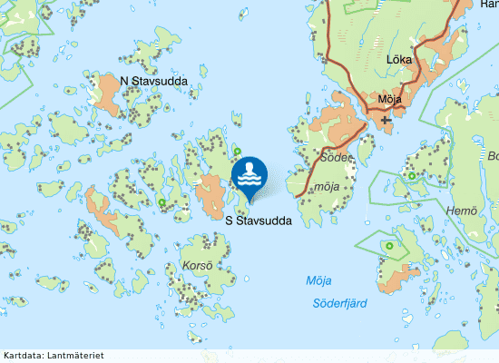 Sandön, Södra stavsudda på kartan