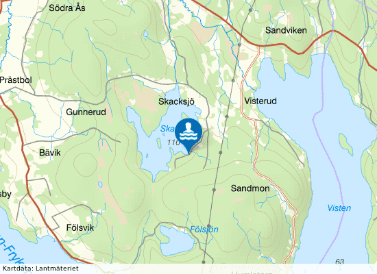 Skacksjöns badplats på kartan
