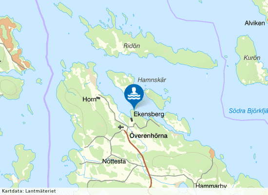 Ekensbergs ångbåtsbrygga på kartan