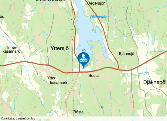 Yttersjö badplats på kartan