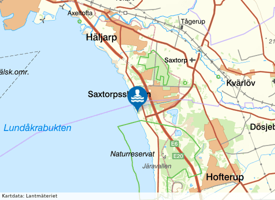 Saxtorp, Lundåkra på kartan
