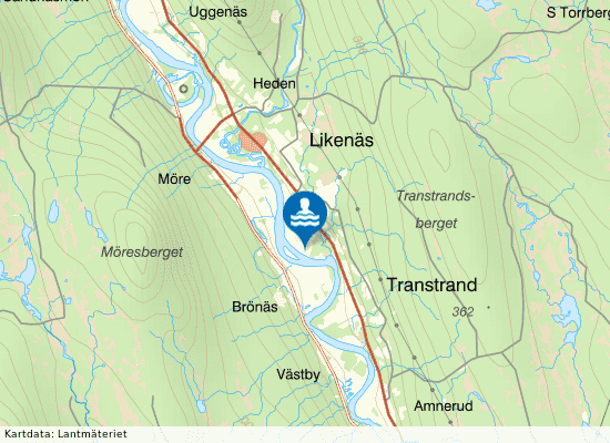 Transtrands sanden på kartan