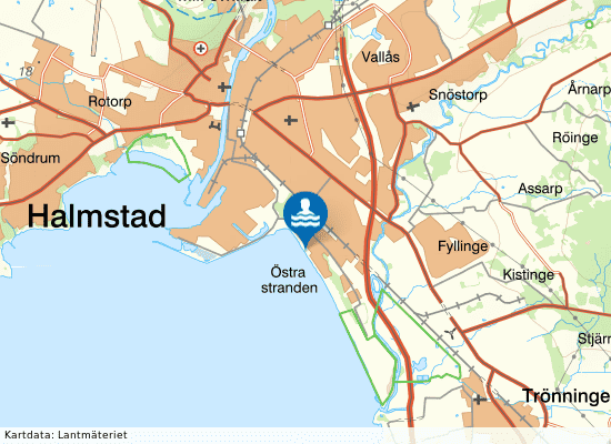 Östra stranden på kartan