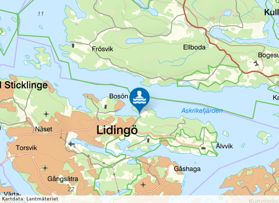 Södergarn - Bosöviken på kartan