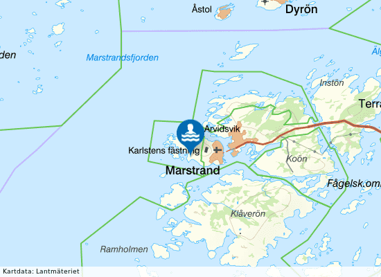 Nakenbadet, Marstrand på kartan