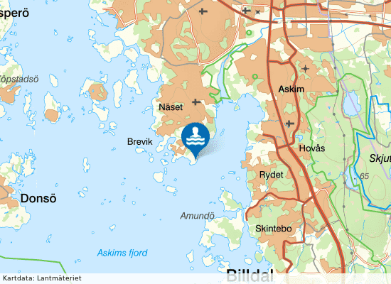 Nakenbad, Smithska Udden östra på kartan
