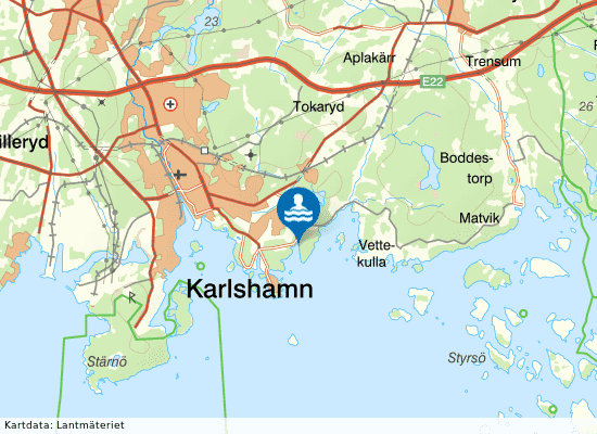 Rosenkällan havsbad på kartan