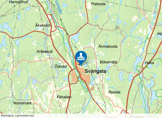 Svängstabadet på kartan