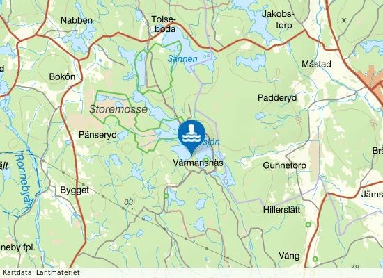 Listersjön badplats på kartan