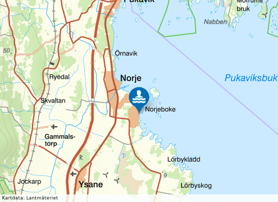 Norjeboke badplats på kartan