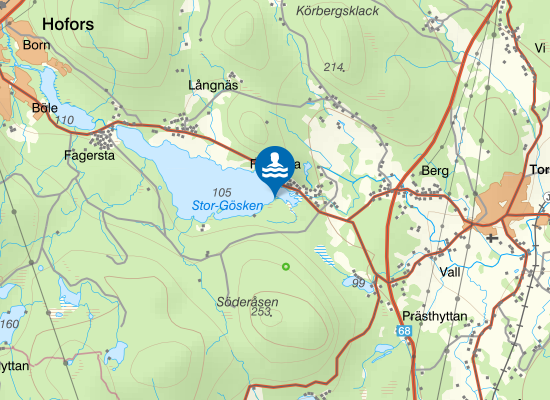 Sandnäs badstrand på kartan