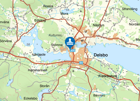 Utebadet i Delsbo på kartan