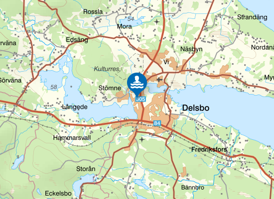 Delsbo simhall på kartan