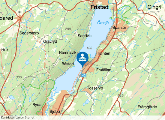 Frufällans badplats, Öresjö på kartan