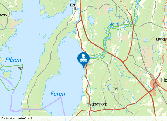 Furen, Hyltans badplats på kartan