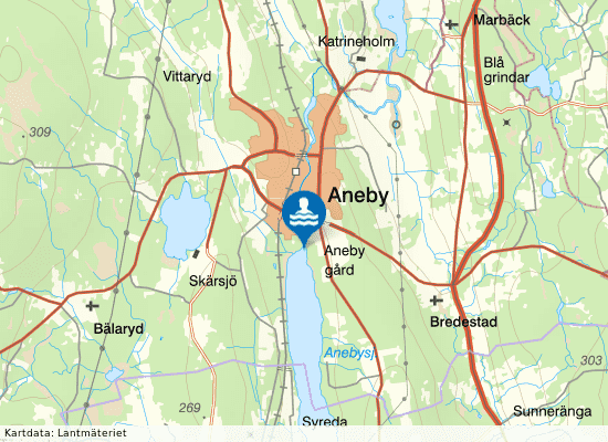 Anebysjön på kartan