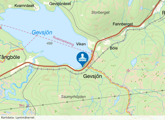 Gevsjön på kartan