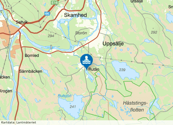 Glatjärns badplats på kartan