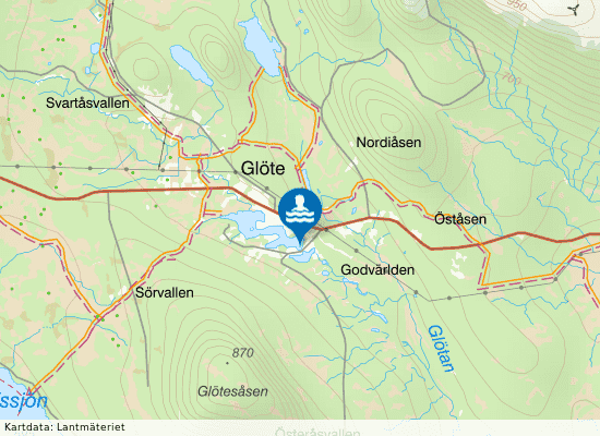 Glötesjön på kartan