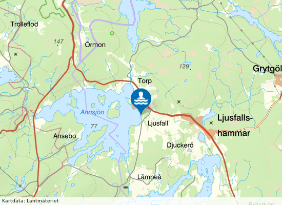 Annsjön, Ljusfallshammar på kartan