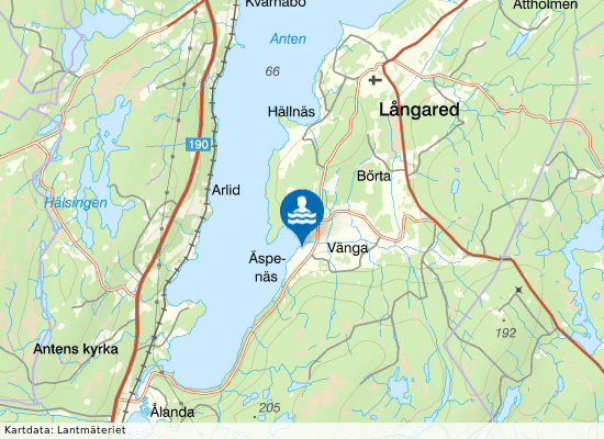 Anten, Vängaviken på kartan