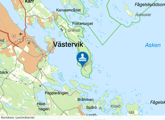 Gränsö, Sandvik på kartan