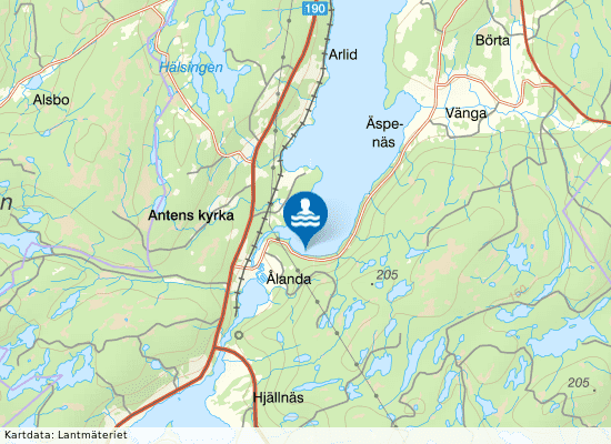 Antens södra strand på kartan