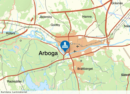 Arbogaån, Villagatsbadet på kartan