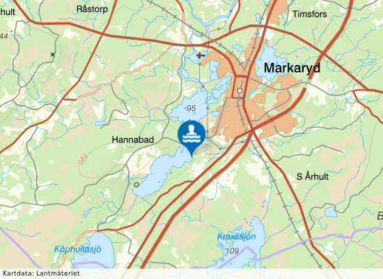 Hannabadssjön på kartan