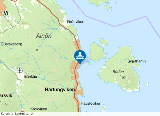 Hartungviken Alnö på kartan