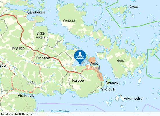 Arkösund, Nordanskogsbadet på kartan