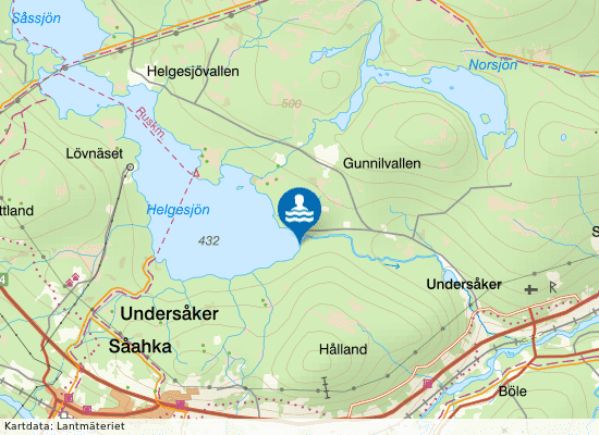 Helgesjöns badplats på kartan