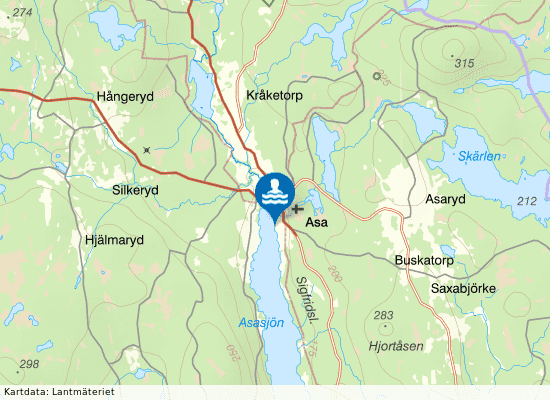 Asasjön, Asa på kartan