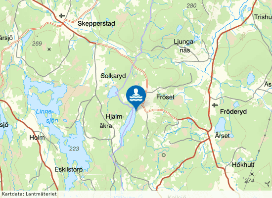 Hjälmåkrasjön, Fröderyd på kartan