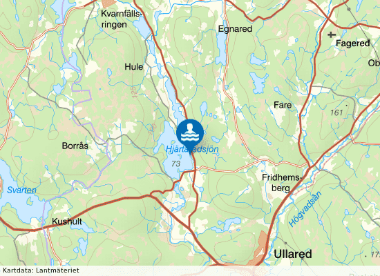Hjärtaredssjön på kartan