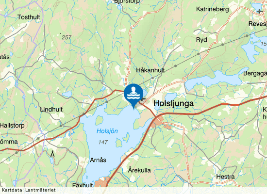 Holsjön på kartan