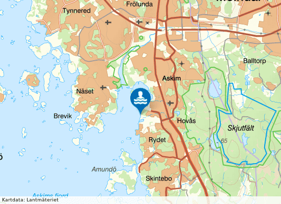 Hovås kallbadhus på kartan