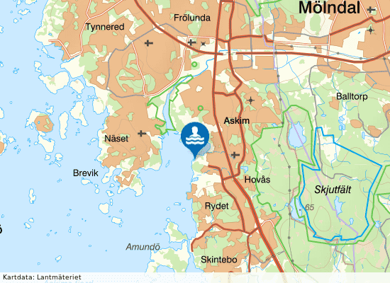 Hovåsbadet på kartan