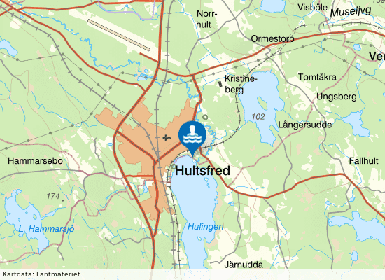 Hulingen, Hultsfred på kartan