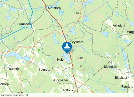 Hultsjön på kartan