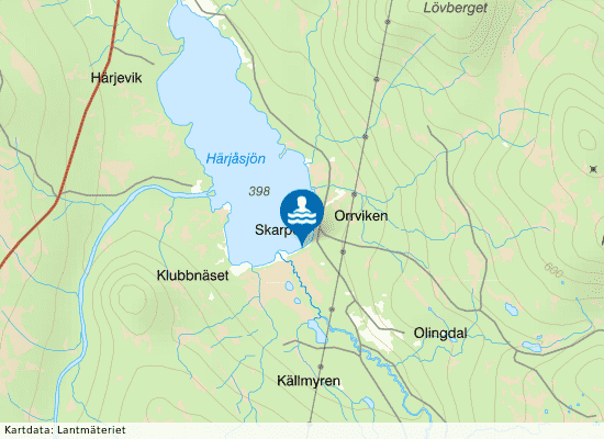 Härjåsjön, Klubbnäset på kartan