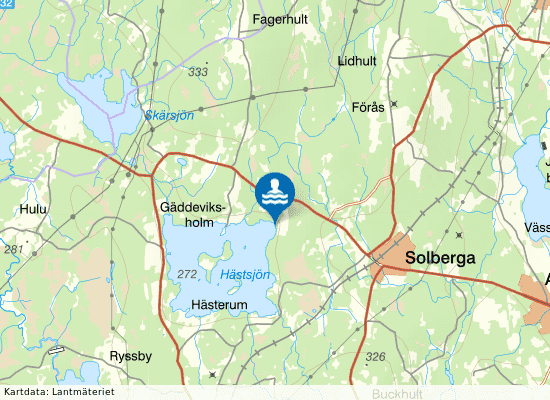 Hästsjön, Ekerydsbadet på kartan