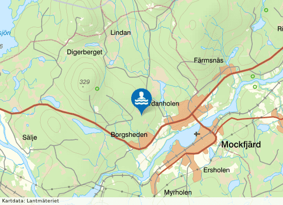 Högbergsdammen på kartan