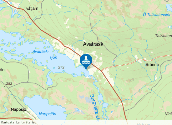 Avaträsk badplats på kartan