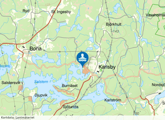Karlsby badplats på kartan