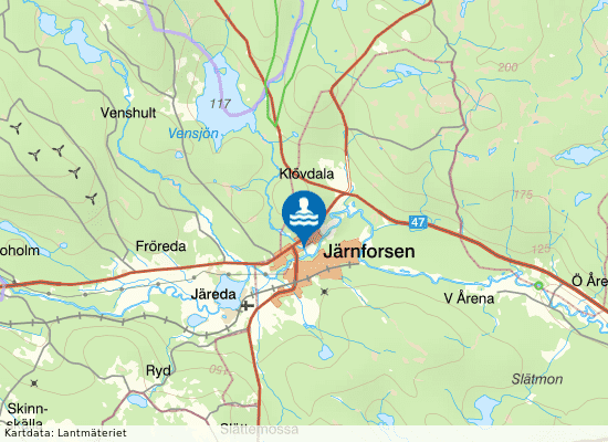 Baddammen, Järnforsen på kartan