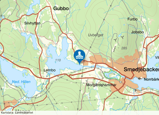 Kolbäcksån, Risingsbo badplats på kartan