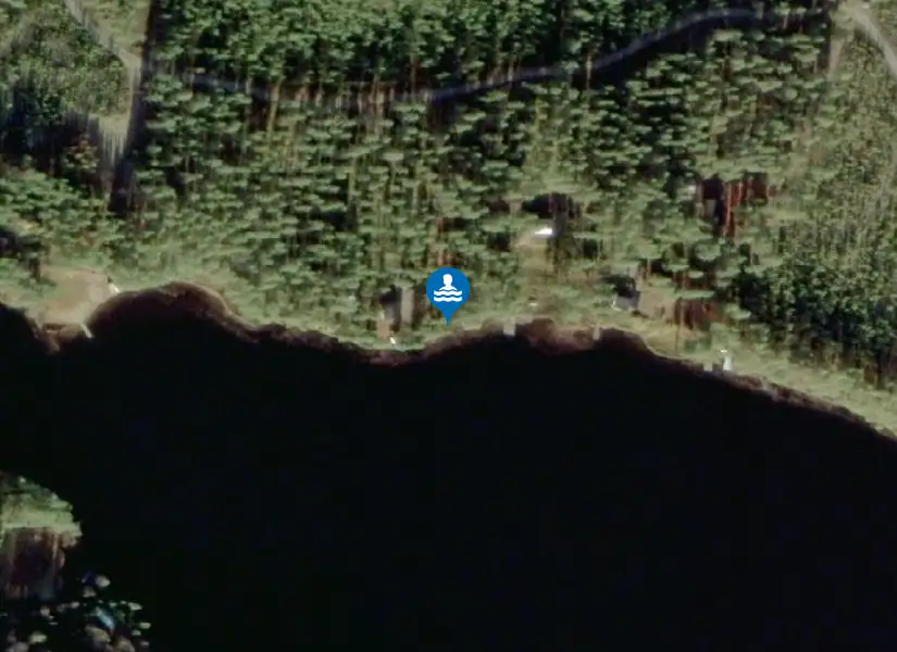 Bjurträskets badplats från satellit